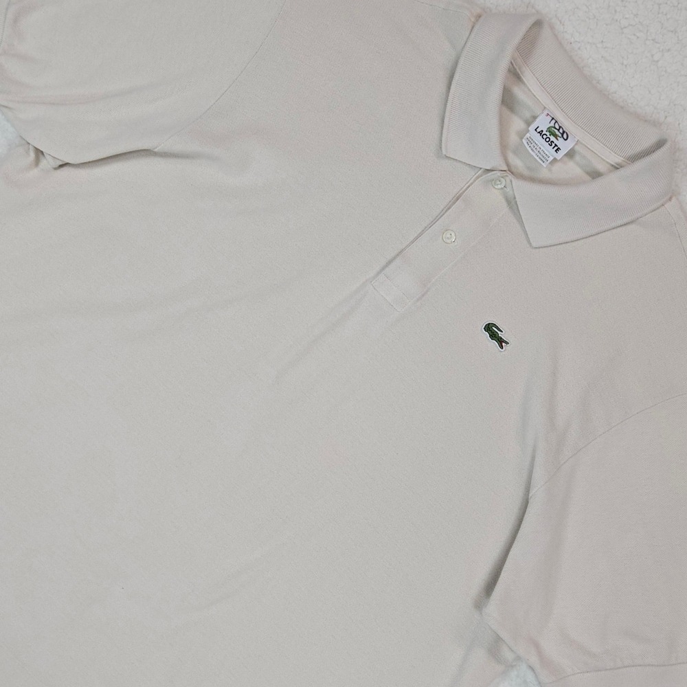 Lacoste Men Vintage Polo Shirt Size 9 2XL Cotton Piqué Preppy Beige